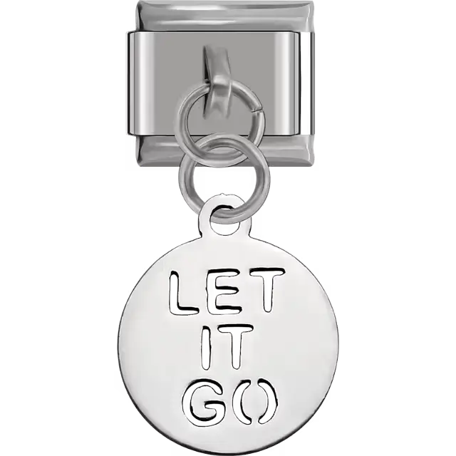 "LET IT GO" text dangle Italian charm bracelet link