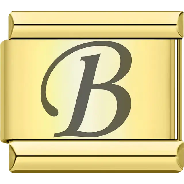Black cursive letter "B" Italian charm bracelet link