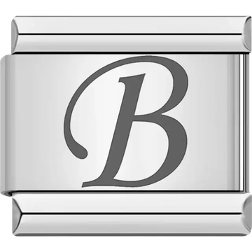 Black cursive letter "B" Italian charm bracelet link