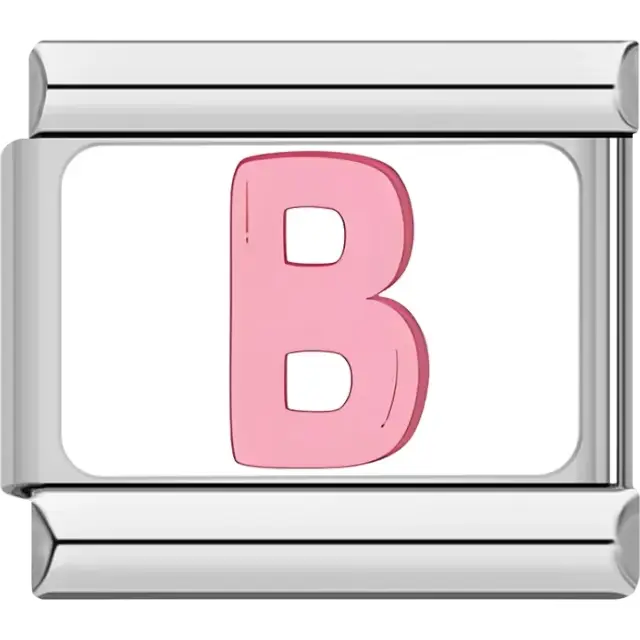 Pink letter "B" Italian charm bracelet link