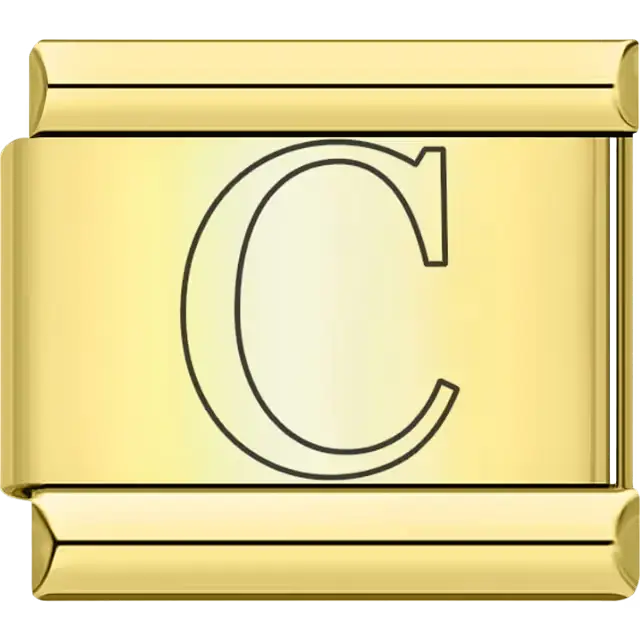 Black outlined letter "C" Italian charm bracelet link