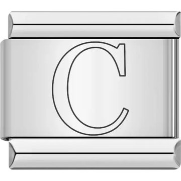 Black outlined letter "C" Italian charm bracelet link