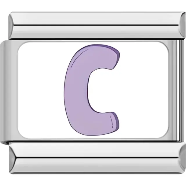 Purple letter "C" Italian charm bracelet link