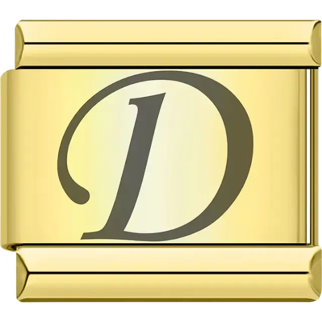 Black cursive letter "D" Italian charm bracelet link