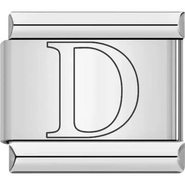 Black outlined letter "D" Italian charm bracelet link