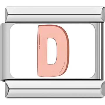 Pink letter "D" Italian charm bracelet link