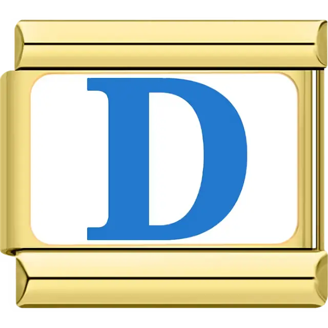 Blue letter "D" white background Italian charm bracelet link