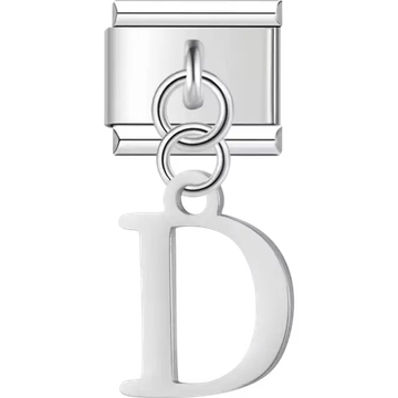 Uppercase letter "D" Italian charm bracelet link