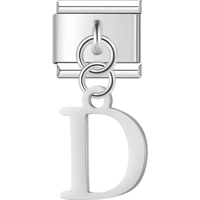 Uppercase letter "D" Italian charm bracelet link