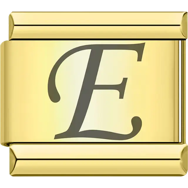 Black cursive letter "E" Italian charm bracelet link