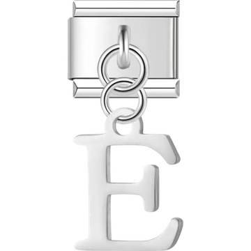 Uppercase letter "E" Italian charm bracelet link