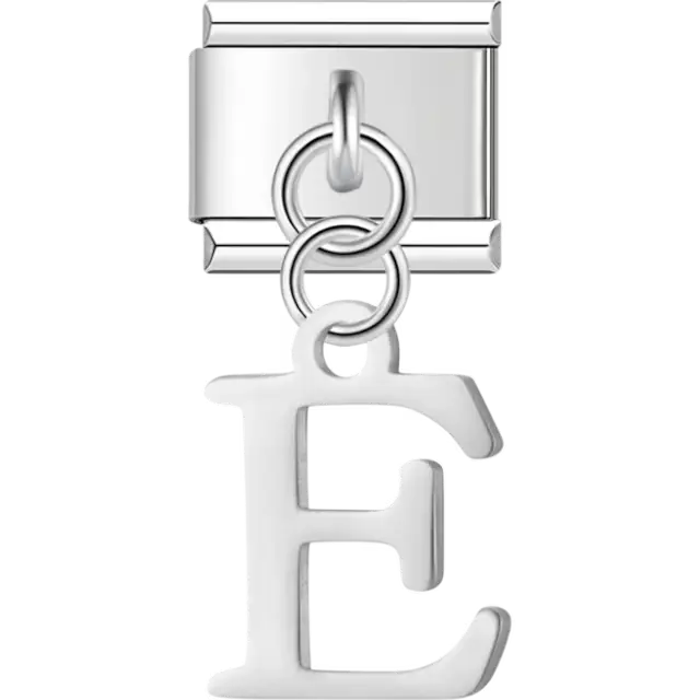 Uppercase letter "E" Italian charm bracelet link