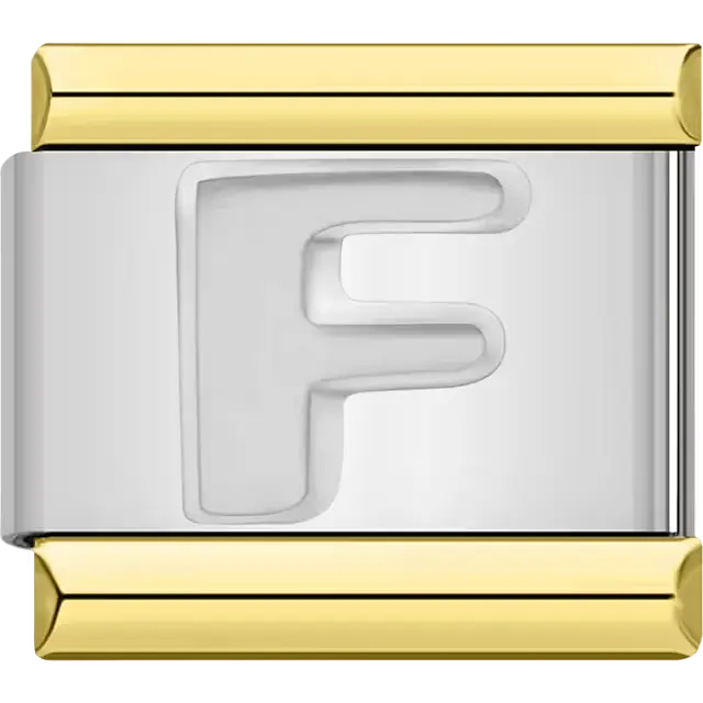 Letter F Italian charm bracelet link