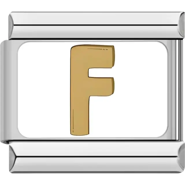 Gold letter "F" Italian charm bracelet link