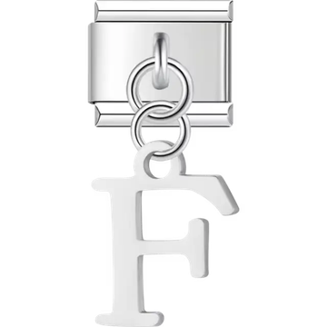 Uppercase letter "F" Italian charm bracelet link