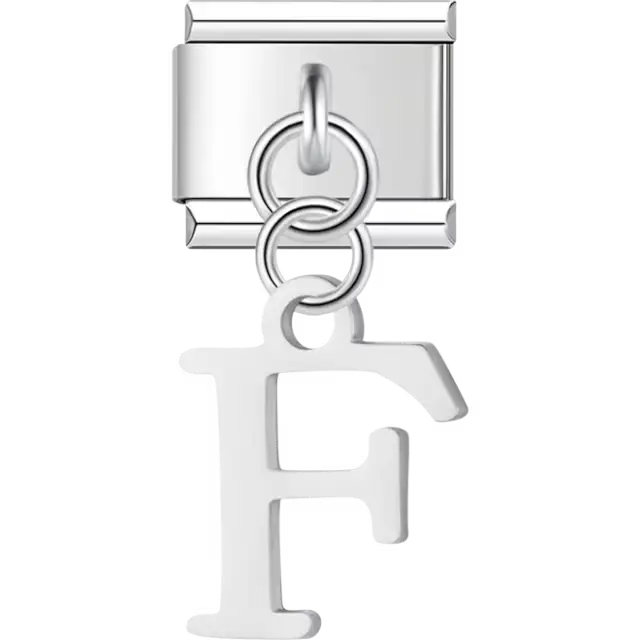 Uppercase letter "F" Italian charm bracelet link