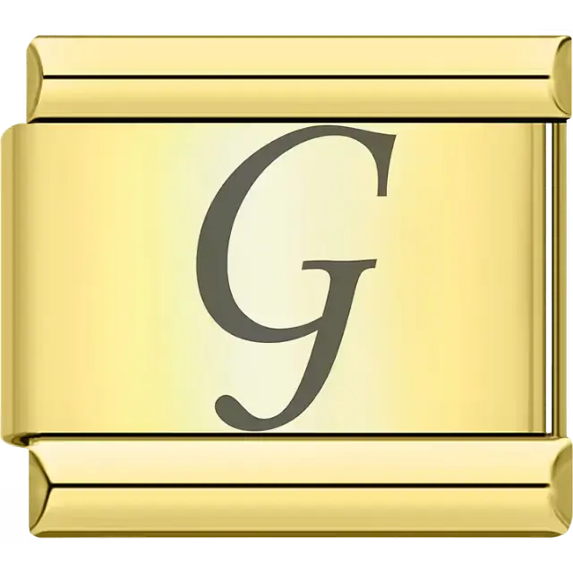 Black cursive letter "G" Italian charm bracelet link