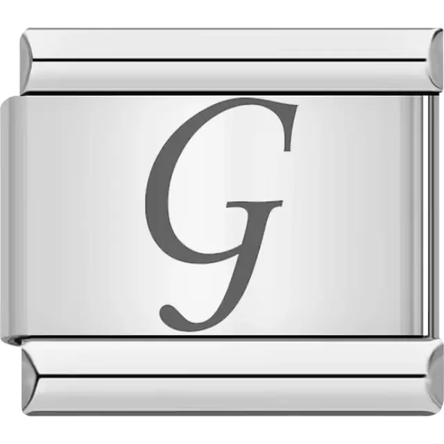 Black cursive letter "G" Italian charm bracelet link