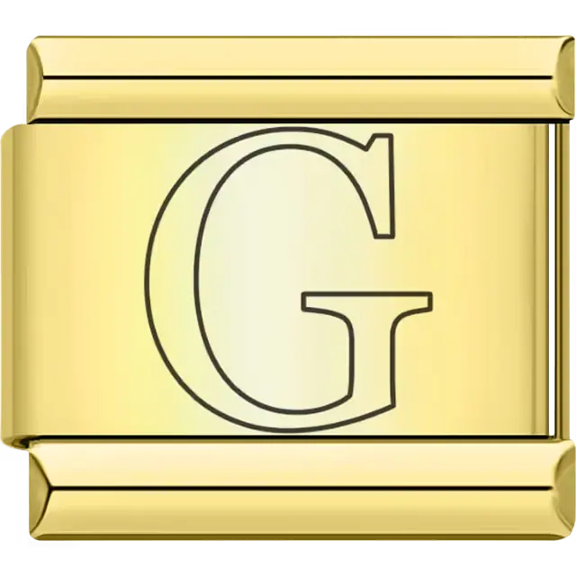 Black outlined letter "G" Italian charm bracelet link