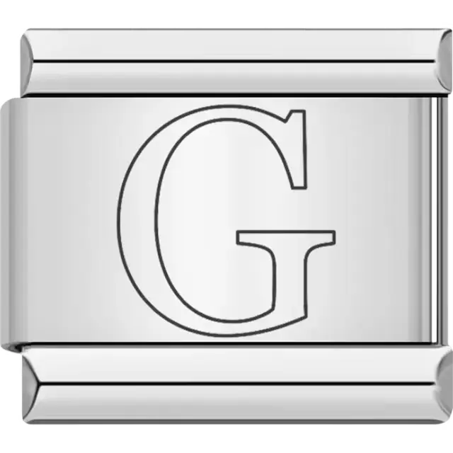 Black outlined letter "G" Italian charm bracelet link