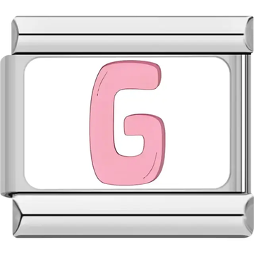 Pink letter "G" Italian charm bracelet link