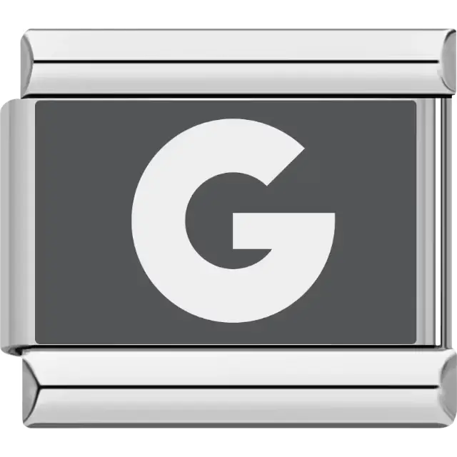 Gray background with silver letter "G" Italian charm bracelet link
