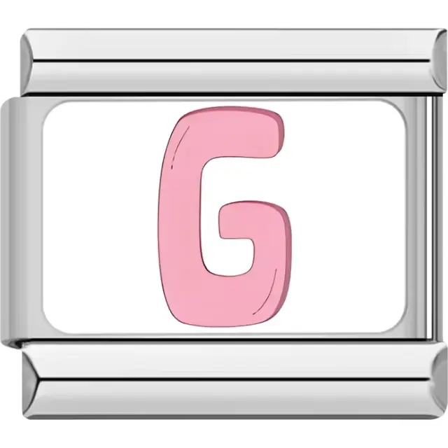 Pink letter "G" Italian charm bracelet link