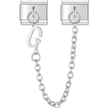 Safety chain with a dangling letter "G" Italian charm bracelet link