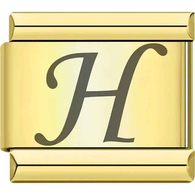 Black cursive letter "H" Italian charm bracelet link