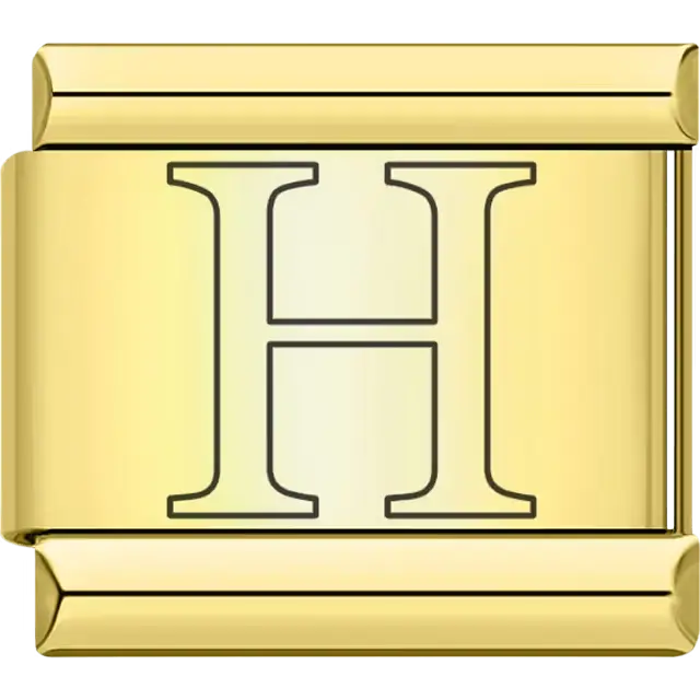 Black outlined letter "H" Italian charm bracelet link