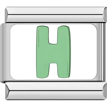 Green letter "H" Italian charm bracelet link