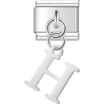 Uppercase letter "H" Italian charm bracelet link