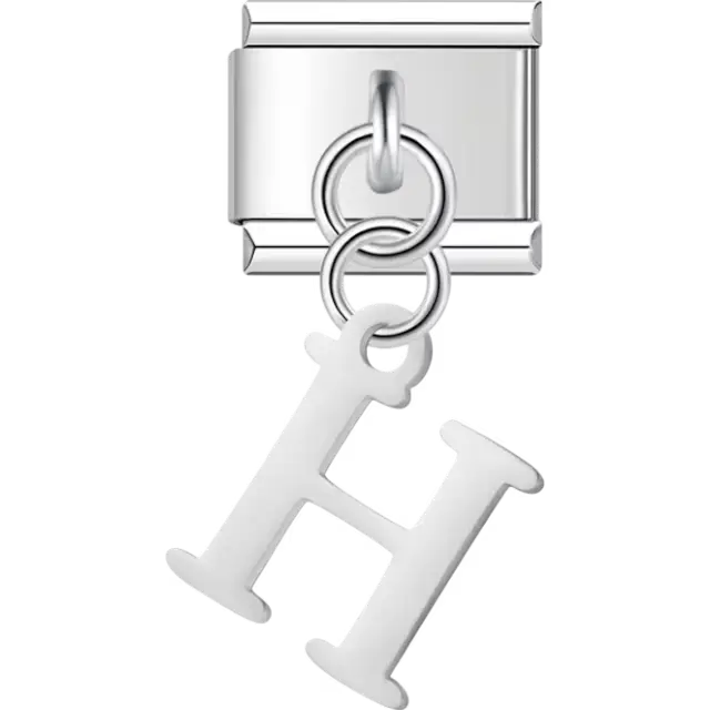 Uppercase letter "H" Italian charm bracelet link