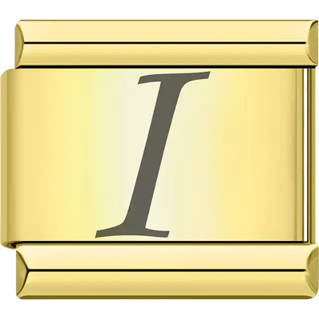 Black cursive letter "I" Italian charm bracelet link