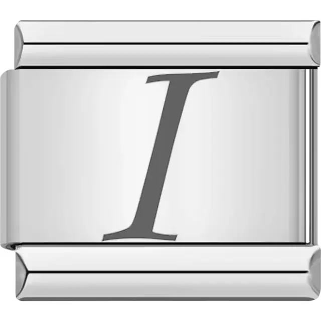 Black cursive letter "I" Italian charm bracelet link