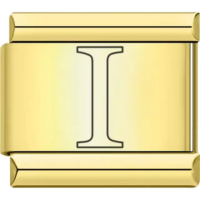 Black outlined letter "I" Italian charm bracelet link