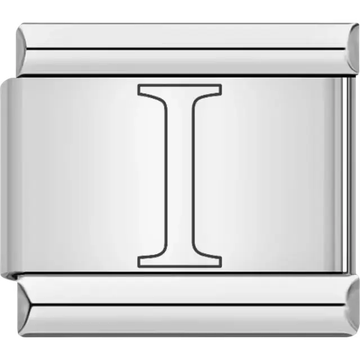 Black outlined letter "I" Italian charm bracelet link