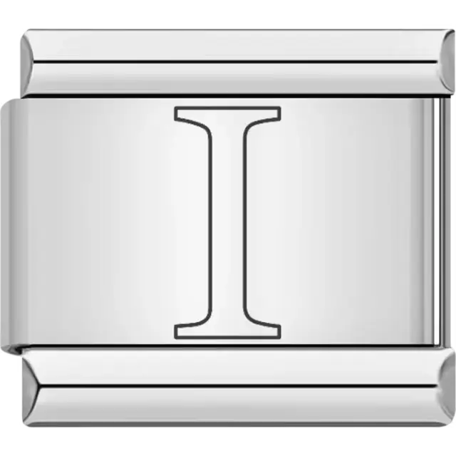 Black outlined letter "I" Italian charm bracelet link