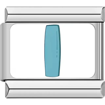 Light blue letter "I" Italian charm bracelet link