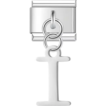 Uppercase letter "I" Italian charm bracelet link