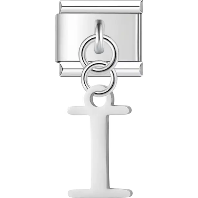 Uppercase letter "I" Italian charm bracelet link