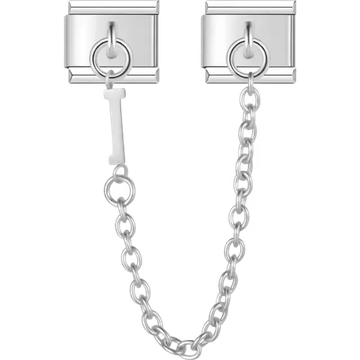 Safety chain with a dangling letter "I" Italian charm bracelet link