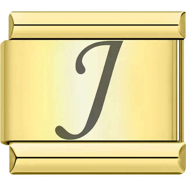 Black cursive letter "J" Italian charm bracelet link