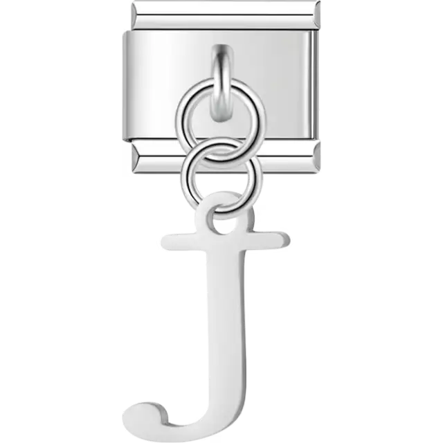 Lowercase letter "J" Italian charm bracelet link