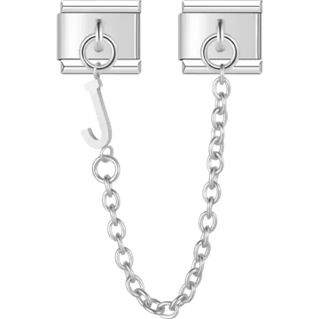 Safety chain with a dangling letter "J" Italian charm bracelet link