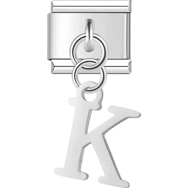 Lowercase letter "K" Italian charm bracelet link