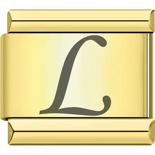 Black cursive letter "L" Italian charm bracelet link