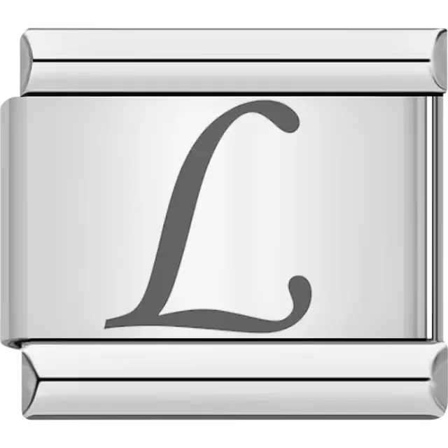 Black cursive letter "L" Italian charm bracelet link