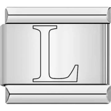 Black outlined letter "L" Italian charm bracelet link