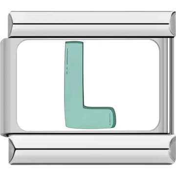 Light green letter "L" Italian charm bracelet link